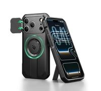 Dexnor Coque pour iPhone 17 Pro avec coque d'appareil photo pliable et béquille réglable, compatible avec MagSafe, coque de protection magnétique robuste et résistante aux chocs, noir