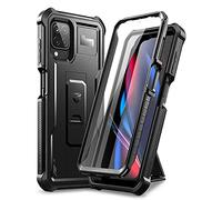 Dexnor Coque pour Samsung Galaxy A12 / Samsung Galaxy M12 avec Protecteur d'écran intégré de Qualité Heavy Duty Avant et Arrière Full Body Housse de Protection Antichoc avec Support - Le Noir