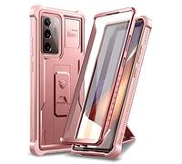 Dexnor Coque pour Samsung Galaxy Note 20 Ultra avec Protecteur d'écran Intégré Armure de Qualité Heavy Duty Avant et Arrière 360 Housse de Protection Antichoc Complète avec Support - Or Rose