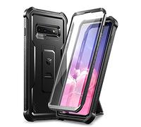 Dexnor - Coque pour Samsung Galaxy S10 Plus, Protection d'écran intégrée et béquille, Protection de qualité Militaire résistante aux Chocs - Noir