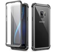 Dexnor Coque pour Samsung Galaxy S9, Housse Pare-Chocs en Silicone Antichoc Boîtier Transparent Étui de Protection Intégrale à 360 Degrés avec Protecteur D'écran Intégré - Noir