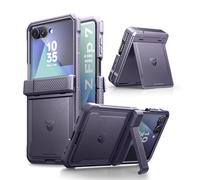Dexnor Coque pour Samsung Galaxy Z Flip 7 avec Double Kickstands & Protection de Charnière à Fermeture Automatique & Protecteur Décran,Coques Protectrices Robustes à Lépreuve des Chocs,Fantôme Violet