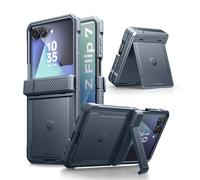 Dexnor Coque pour Samsung Galaxy Z Flip 7 avec Double Kickstands & Protection de Charnière à Fermeture Automatique & Protecteur Décran,Coques Protectrices Robustes à Lépreuve des Chocs,Bleu Marine