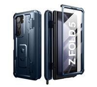 Dexnor Coque pour Samsung Galaxy Z Fold 5 5G, Boîtier Solide à Double Couche avec économiseur d'écran Intégré, Support et Fente de Stylo-Fantôme Violet-Bleu Marine