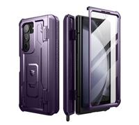 Dexnor Coque pour Samsung Galaxy Z Fold 5 5G, Boîtier Solide à Double Couche avec économiseur d'écran Intégré, Support et Fente de Stylo-Fantôme Violet