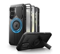 Dexnor Magnétique Coque pour Samsung Galaxy S25 Plus avec Couverture de Caméra & Support Réglable & Film de Protection d'écran intégré, Robuste et Résistant Boîtier Pare Aux ChocsNoir