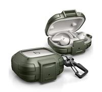 Dexnor pour Beats Powerbeats Pro 2 (2025) Coque avec Verrouillage Anti-Chute, Coque Robustes Résistants Aux Chocs Housse de Protection avec Mousqueton, Porte-Clés et kit de Nettoyage - Vert Militaire