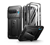 Dexnor pour Coque Google Pixel 9 Pro XL【Double Cadre Avant et Support】 avec CaméRa Coulissante Intégrée & Protecteur d'écran, Coque de Protection Robuste Résistante Aux Chocs - Noir