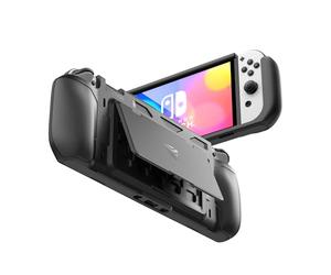 Dexnor pour Coque Nintendo Switch OLED (2021), Housse de Protection Robuste avec Support Réglable, MicroSD & Cartes de Jeu Slots de Stockage pour Nintendo Switch OLED Et Joy-Con Controller - Noir