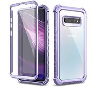 Dexnor pour Coque Samsung Galaxy S10 Plus Pare-Chocs en Silicone Antichoc boîtier Housse Étui de Protection intégrale à 360 Panneau arrière Transparent Anti-Rayures Protecteur d'écran intégré - Violet
