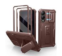 Dexnor pour Coque Samsung Galaxy S25 Edge【Double Cadre Avant et Support】 avec CaméRa Coulissante Intégrée & Protecteur d'écran, Coque de Protection Robuste Résistante Aux Chocs - Rouge Magique