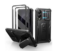 Dexnor pour Coque Samsung Galaxy S25 Edge【Double Cadre Avant et Support】 avec CaméRa Coulissante Intégrée & Protecteur d'écran, Coque de Protection Robuste Résistante Aux Chocs - Noir