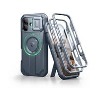 Dexnor pour Magnétique Coque iPhone 17 avec Cache Caméra Coulissant & Kickstand Réglable & Protecteur d'Écran Intégré, Coques Protection Pare-Chocs Robustes Couverture - Bleu Marine