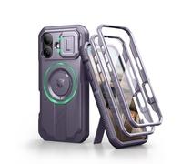 Dexnor pour Magnétique Coque iPhone 17 avec Cache Caméra Coulissant & Kickstand Réglable & Protecteur d'Écran Intégré, Coques Protection Pare-Chocs Robustes Couverture - Fantôme Violet