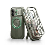 Dexnor pour Magnétique Coque iPhone 17 avec Cache Caméra Coulissant & Kickstand Réglable & Protecteur d'Écran Intégré, Coques Protection Pare-Chocs Robustes Couverture - Vert Militaire