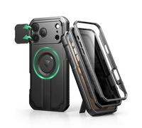 Dexnor pour Magnétique Coque iPhone 17 Pro Max avec Cache Caméra Coulissant & Kickstand Pliable & Protecteur d'Écran Intégré Confidentialité, Robustes Couverture Protection Coque-Confidentialité Noir