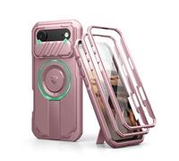 Dexnor pour Magnétique Coque iPhone Air avec Cache Caméra Coulissant & Kickstand Réglable & Protecteur d'Écran Intégré, Coques Protection Pare-Chocs Robustes Couverture - Poudre Pivoine