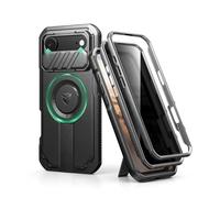 Dexnor pour Magnétique Coque iPhone Air avec Cache Caméra Coulissant & Kickstand Réglable & Protecteur d'Écran Intégré Confidentialité, Robustes Couverture Protection Coques - Confidentialité Noir