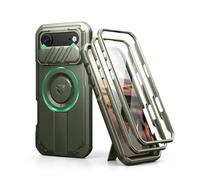 Dexnor pour Magnétique Coque iPhone Air avec Cache Caméra Coulissant & Kickstand Réglable & Protecteur d'Écran Intégré, Coques Protection Pare-Chocs Robustes Couverture - Vert Militaire