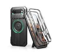 Dexnor pour Magnétique Coque iPhone Air avec Cache Caméra Coulissant & Kickstand Réglable & Protecteur d'Écran Intégré, Coques Protection Pare-Chocs Robustes Couverture - Noir