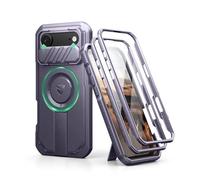 Dexnor pour Magnétique Coque iPhone Air avec Cache Caméra Coulissant & Kickstand Réglable & Protecteur d'Écran Intégré, Coques Protection Pare-Chocs Robustes Couverture - Fantôme Violet