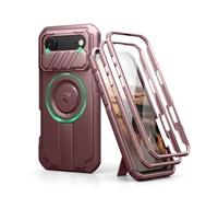 Dexnor pour Magnétique Coque iPhone Air avec Cache Caméra Coulissant & Kickstand Réglable & Protecteur d'Écran Intégré, Coques Protection Pare-Chocs Robustes Couverture - Rouge Magique