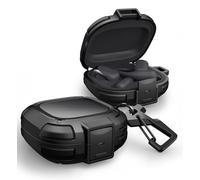 Dexnor pour Shokz OpenFit 2 Coque avec Verrouillage Anti-Chute, Coque Antichoc Robustes Housse de Protection avec Mousqueton, Porte-Clés et Kit de Nettoyage pour Shokz OpenFit 2 - Noir