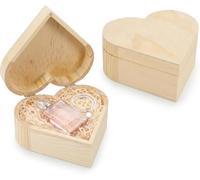 Dexpally 2 Pièces Boîte En Bois Avec Couvercle 15x15x6.8cm, Boîte En Bois Cœur, Petit Coffret En Bois Écrin À Bijoux, Coffre Au Trésor En Bois Cœur D’Amour, Pour Ranger Bijoux, Petits Objets