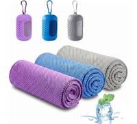 Dexpally 3 Pièces Serviette Rafraichissante Serviette Sport Musculation Cool Towel Serviette de Refroidissement en Microfibre pour Sport, Fitness, Voyage (Violet/Gris/Bleu)
