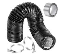 Dexpally 3M Tuyau D’évacuation Flexible 80mm Tuyau Vmc Gaine Ventilation en Aluminium Tuyau D'évacuation D'air PVC Aluminium Gaine de Ventilation avec 2 Colliers de Serrage
