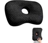 Dexpally Coussin Piercing Oreille 44x32x5cm - Trou Central 8.9cm,Oreiller avec Trou Coussin Piercing pour Dormeurs Côté, Anti-Douleur & Anti-Inflammation. (Noir)
