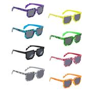 Dexpally Lot de 8 Pixel Sonnenbrille Bunt Thug Life Lunettes de Soleil Pixelated Lunettes de Soleil Mosaic Glasses Lunettes Cool Life Thug Pixels Bracelet à Thème 12 pour Fêtes Déguisements