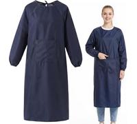 Dexpally Tablier Cuisine avec Manches, Tablier Peinture Imperméable avec Poche, Tablier de Cuisine, Idéal pour La Pâtisserie, Le Jardinage, Le Toilettage des Animaux, Le Laboratoire (Bleu foncé)