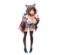 DEXSHUN Chocola Figurine anime Femme Chat Mignon Figurines Chocola/Vanille Position Debout Modèle PVC Figurine d'action Ornements de Bureau Statue de Dessin animé Cadeau 18 cm