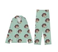 DEXSHUN Ivan Anime Pyjama pour femme - Motif dessin animé mignon - Manches longues - Ensemble de pyjama deux pièces - Tenue de loisirs, Hyuna, M taille courte