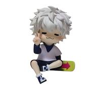 DEXSHUN Killua Zaoldyeck Figurine Anime Mini modèle Killua Zaoldyeck Pose assise PVC Statue Manga Collection Décoration Cadeau 8 cm