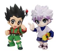 DEXSHUN Killua Zaoldyeck Lot de 2 figurines manga GON Freecss Anime Mini modèle Killua Zaoldyeck Position assise en PVC Statue Manga Collection Décoration Cadeau 11 cm Couleur unie