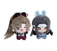 DEXSHUN Lot de 2 porte-clés Wei Wu Xian Soft Anime avec pendentif | 10 cm, Lan Wang Ji, Wei Ying, figurines en peluche, rondes, porte-clés de dessin animé, coton PP, décoration de canapé