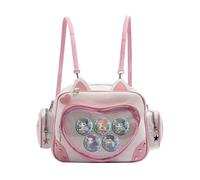 DEXSHUN Maomao Sac à dos anime Pin Display Sac à dos Mignon Manga Insigne Maomao Femme Sac à main Sac à bandoulière pour Anime Cosplay et concert, Sac à dos rose + insigne, 21x12x20cm