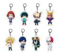 DEXSHUN MHA Lot de 8 porte-clés Anime Midoriya/Bakugou/Todoroki Shouto/All Might/Uraraka Ochako Acrylique Pendentif Figurines Clé Accessoires Cadeau, 8 pièces., 5cm