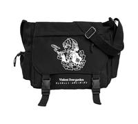 DEXSHUN Violet Evergarden Sac à bandoulière pour femme Motif personnage d'anime Violet Evergarden Sac à main Grande capacité Sac d'école Adolescents Sac à bandoulière, Noir , 32x26x11cm