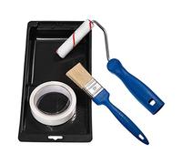 DEXTER - Kit de peinture - Bac à peinture (110 mm) + mini rouleau + pinceau plat (40 mm) + ruban adhésif (25 m x 25 mm)