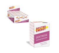 DEXTRO ENERGY Dés au jasberry (lot de 18) - Cube de glucose avec glucides, cube avec dextrose, va directement dans le sang, le cerveau et les muscles, avec maltodextrine, sans lactose, sans gluten