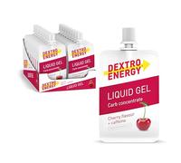Dextro Energy Gel liquide cerise + caféine - 18 x 60 ml (lot de 18) - Gel énergétique à haute teneur en glucides pour un apport rapide en glucides et ajout de caféine