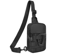 DEYACE Petit sac à bandoulière pour homme, style tactique, imperméable, pour voyage, travail, sport, noir, 5.9"L x 1.2"W x 8.7"H, Mini sac à bandoulière