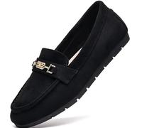 DeYashopin Chaussures Plates pour Femme - Chaussures de Loisirs à Enfiler - Chaussures de Travail Confortables - Chaussures de Marche, Black Velvet, 42 EU