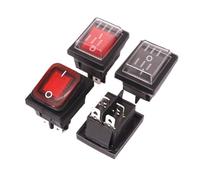 DEYIN Interrupteur à bascule étanche à 4 prises KCD4, interrupteur de remplacement 16A/30A avec LED for cuiseur à nouilles, four à soupe, armoire de désinfection(Red with Light 16A)