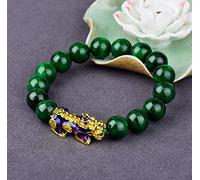 Deykhang Feng Shui changement de couleur Pixiu/Pi Yao richesse Bracelet Tian Lu Porter Pièce de Jade Véritable vert Bracelet en cristal pour guérison prospérité Chakra pierres précieuses Talisman