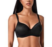Deyllo Femme Soutien Gorge Push Up avec Armature Soutien Gorge Invisible Minimiseur T-Shirt Bra Classiques Deep V sans Couture Doux et Confortable Anti-Gravity Noir 105C