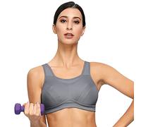 Deyllo Soutien-Gorge Sport Grand Maintien Running Grande Taille Minimiseur sans Armatures Non Rembourré(Gris,40DD)